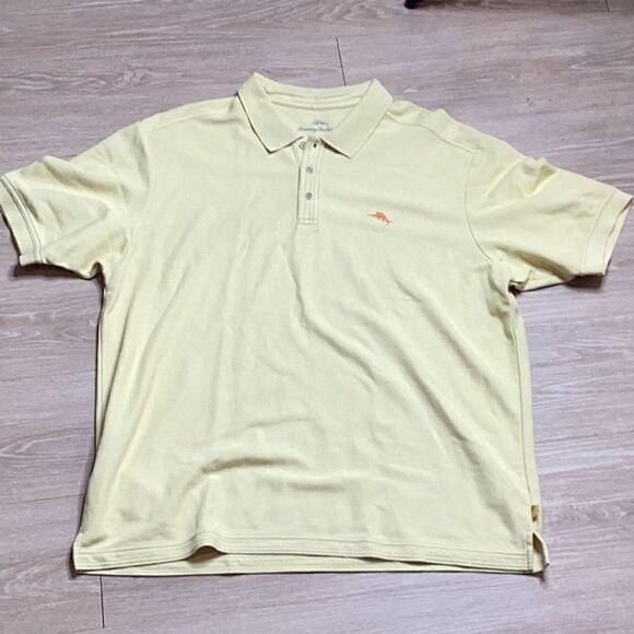 Tommy Bahama Emfielder Supima Cotton Light Yellow Textured Polo Shirt - Picture 1 of 2